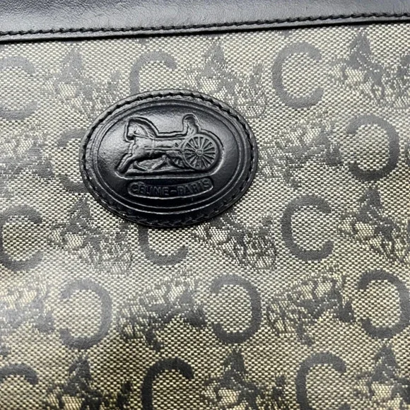 Celine Monogram Canvas Crossbody Clutch in Black and Brown with Gold Chain - Picture 4 of 16